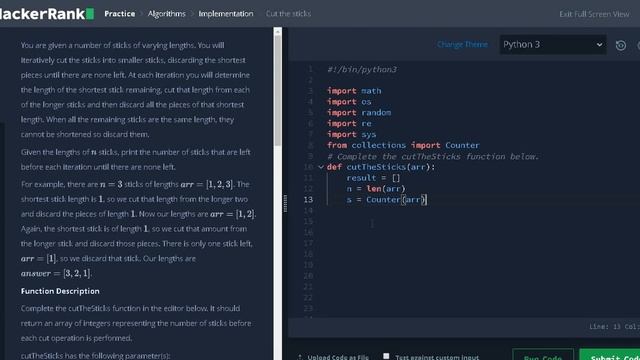 45 - Cut the sticks | Implementation | Hackerrank Solution | Python смотреть онлайн