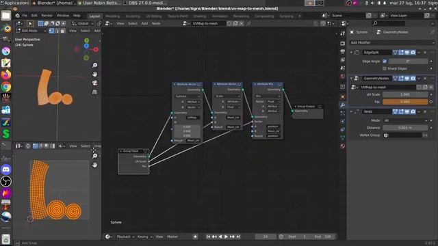 Blender 2.93 Transform your mesh into the corresponding uvmap - with geometry nodes смотреть онлайн