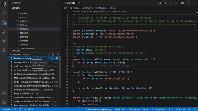 VS Code tips — Comparing changes between two commits with 'select for compare' смотреть онлайн