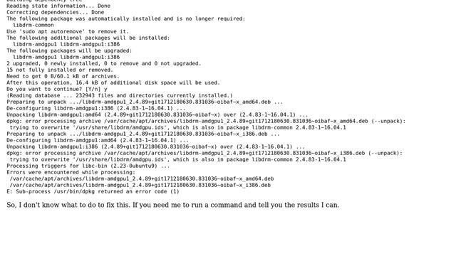 Ubuntu: E: Sub-process /usr/bin/dpkg returned an error code (1) as well as other errors смотреть онлайн