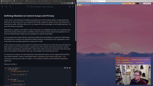 Learn Rust Together Part 6: Enums Cont., Pattern Matching, and Modules! смотреть онлайн