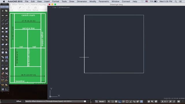 AutoCAD Lesson 1b - Drawing a Tennis Court смотреть онлайн