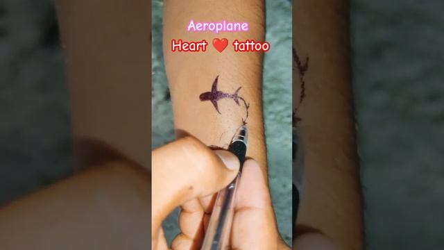 ❤️ Heart With Small Black Small ✈️ Aeroplane ✈️ #tattoo #shortsvideo #shortvideo #newshorts #shorts