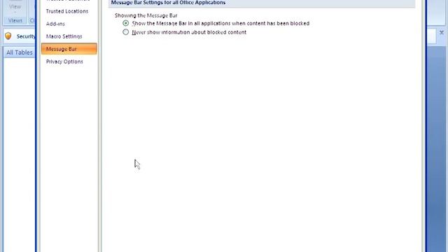 Disable Microsoft Access Security Warning