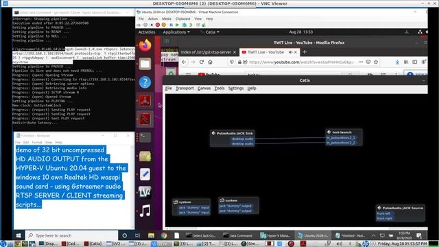 Gstreamer RTSP Server Client to get audio working on Windows 10 Hyper-V virtual machine Ubuntu 20.0 смотреть онлайн