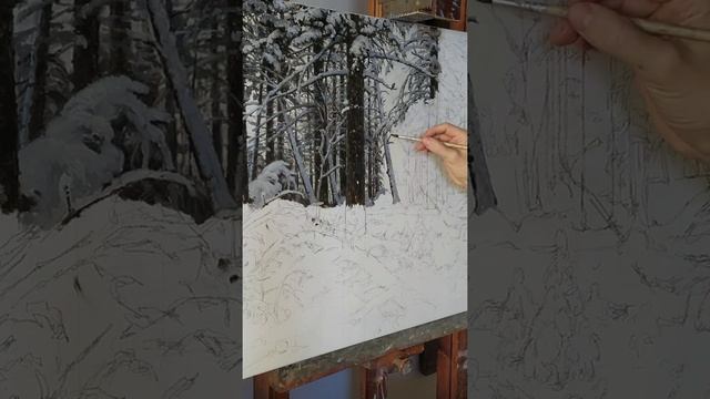 Копия картины. Иван Шишкин. Зима. Холст, масло. 60х100. смотреть онлайн