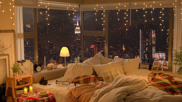 Snowy Evening Jazz | Cozy Bedroom Ambiance For Study And Chill 🎶 | Relax, Sleep, Chill