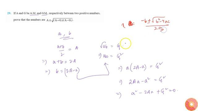 If A and G be A.M. and GM., respectively between two positive numbers, prove that the numbers ar... смотреть онлайн