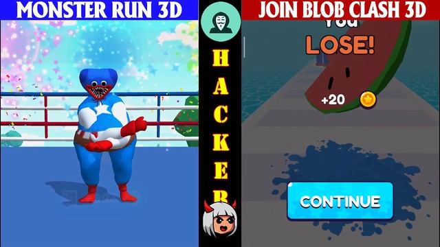 NOOBvsPROvsHACKERvsGOD in Monster Run 3D vs Join Blob Clash 3D 2 Gameplay - Which game do you like? смотреть онлайн