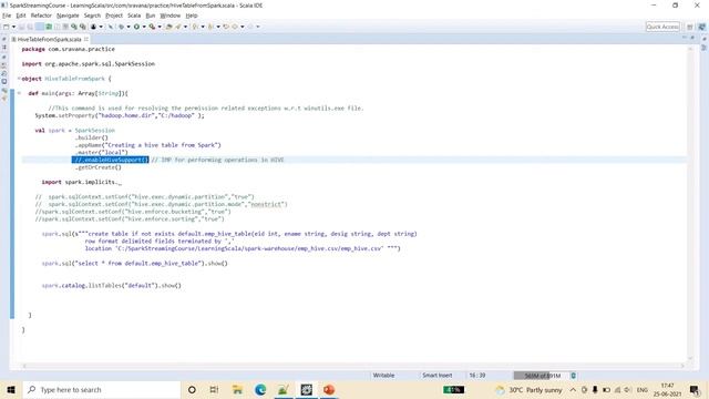 Creating Hive table from Spark using Scala | Scenario based question | Hive Catalog function смотреть онлайн