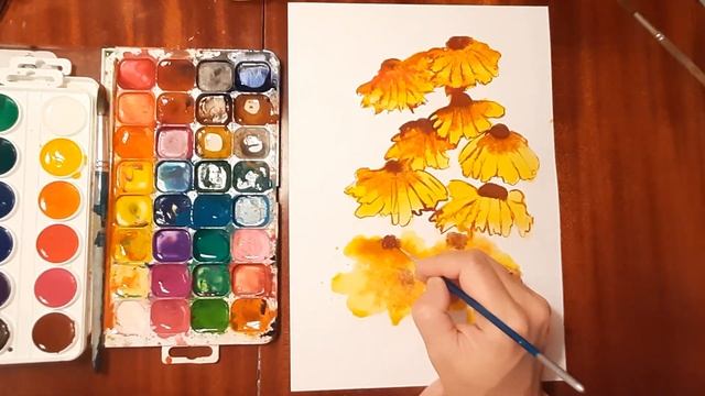 Как нарисовать осенний букет акварельными красками. Рисуем осенние цветы поэтапно. смотреть онлайн