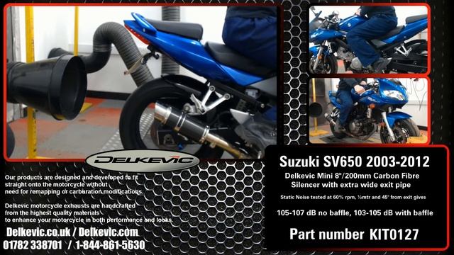 Delkevic Mini 8"/200mm Carbon Fibre Round Silencer on a Suzuki SV650 2003-12 смотреть онлайн