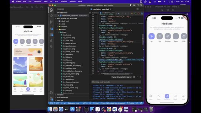 Meditation Page - Meditation App Silent Moon Flutter UI with Getx - Speed Code Final смотреть онлайн