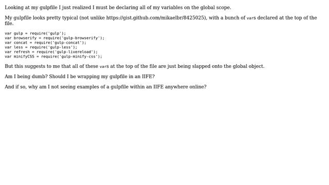 Wrapping my gulpfile in an immediately-invoked function expression (2 Solutions!!) смотреть онлайн
