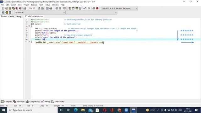 BASIC || solid rectangle pattern using * in C || How to make rectangle pattern in C || CCO || смотреть онлайн