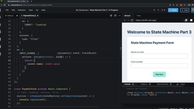 Intro to State Machines in JavaScript Part 3 - Handling User Input смотреть онлайн