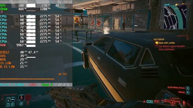 Ryzen 3 5300U + Radeon RX Vega 6 = CYBERPUNK 2077 смотреть онлайн