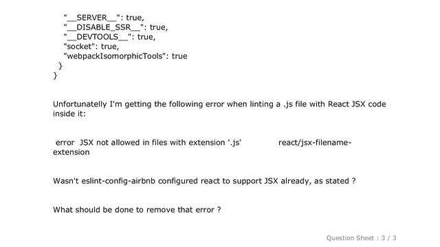 JavaScript : JSX not allowed in files with extension ' .js' with eslint-config-airbnb смотреть онлайн