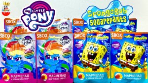 My LITTLE PONY и ГУБКА БОБ квадратные штаны! New Сюрпризы SBOXClub Игрушки Мультик Surprise unboxing