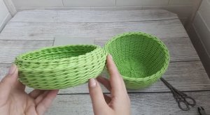 Внутренний бортик на крышке ЯБЛОКА. Плетение из бумажных трубочек