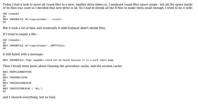 Databases: Need to move TempDB to another drive. But its files cannot be dropped or shrunk смотреть онлайн