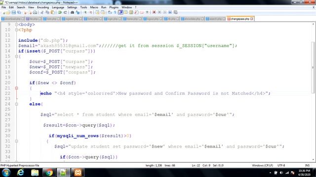 Change password form using php and mysql смотреть онлайн