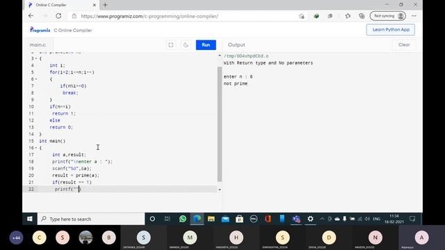 prime number program using functions with return type and with parameters смотреть онлайн