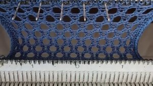 Узор 3 - сетка с двойными накидами. Машинное вязание.