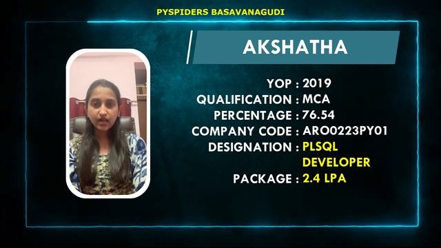 Got placed as "PLSQL DEVELOPER " | Pyspiders Basavanagudi | "AKSHATHA" смотреть онлайн
