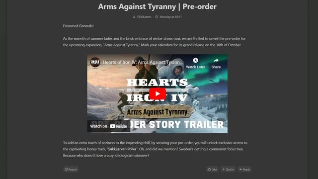 RELEASE DATE FOR ARMS AGAINST TYRANNY - Hearts of Iron 4: Dev Diary смотреть онлайн