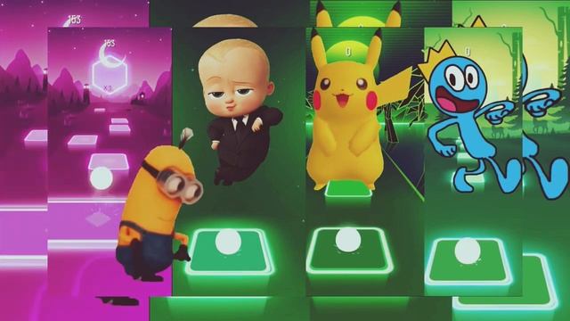 Minion, Baby Boss, Pikachu and Blue: the ultimate tile battle! PART 1 смотреть онлайн