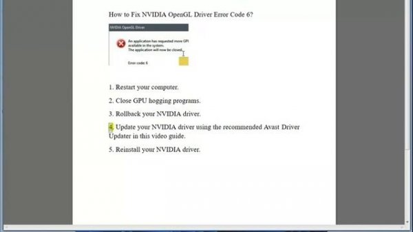 Fix NVIDIA OpenGL Driver Error Code 6 on Windows