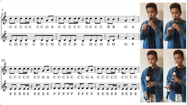 [RECORDER] Music sheet Baby Shark Soprano duet pinkfong corderleecorder children song смотреть онлайн