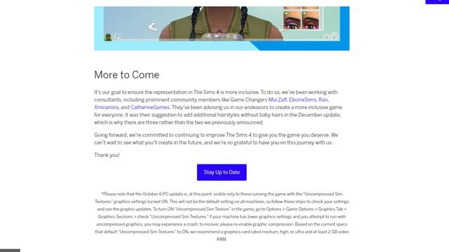 Sims 4 November And December Update