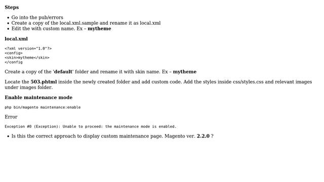 Magento 2 - Custom Maintenance Page Error - Unable to proceed: the maintenance mode is enabled смотреть онлайн