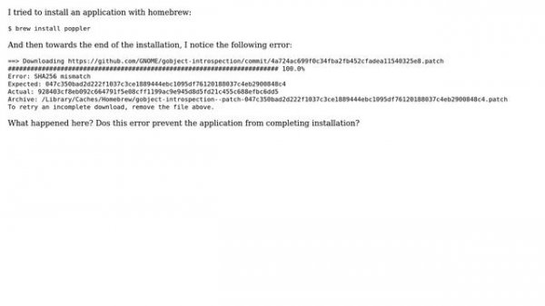 Apple: Error: SHA256 mismatch with brew install