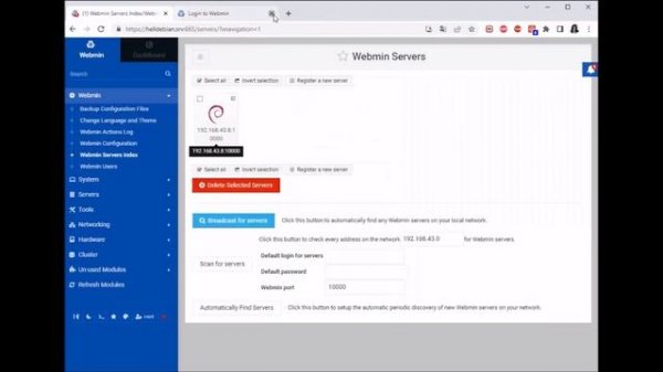 Debian server - Webmin Part 3 - Clustering servers