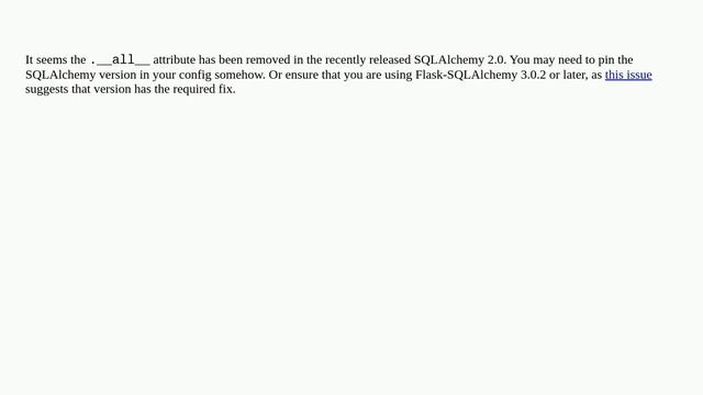 AttributeError: module 'sqlalchemy' has no attribute '__all__' in github actions смотреть онлайн