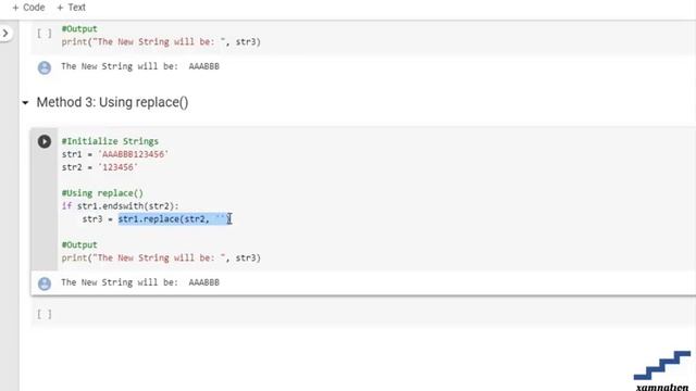 Python | Remove the given substring from end of string-using replace () смотреть онлайн