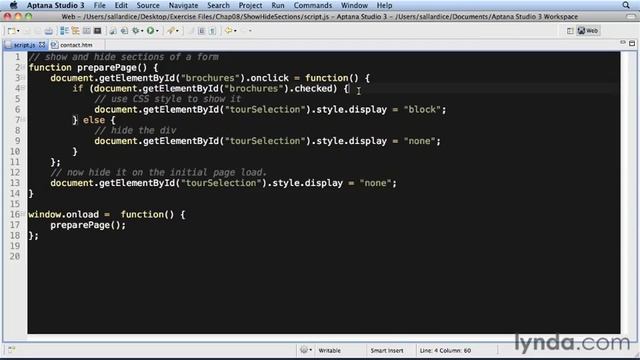 JavaScript 08.3 – Скрыть, показать (Основной курс) Lynda.com смотреть онлайн