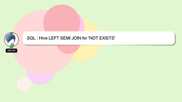 SQL : Hive LEFT SEMI JOIN for 'NOT EXISTS' смотреть онлайн