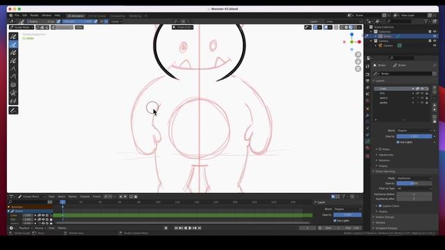 How to draw a Simple 2D Character in Blender 2.9 Grease Pencil. Blender tutorial (Monster Edition) смотреть онлайн