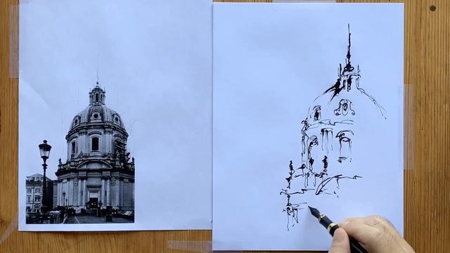 Quick Sketching Tutorial - Simplify the architecture drawing, Step by step for beginners смотреть онлайн