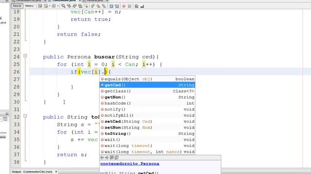 Buscar un objeto en un vector / Java смотреть онлайн