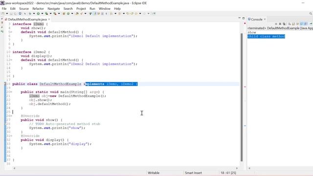 How to fix conflict issue with Default Method Java 8 || What is Default Method || Code fix Conflict смотреть онлайн