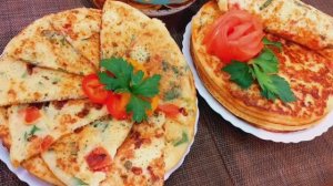 Лепешки с творогом, зеленью и овощами. Отличный завтрак для всей семьи.