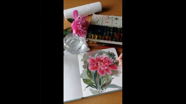 Пион акварелью смотреть онлайн