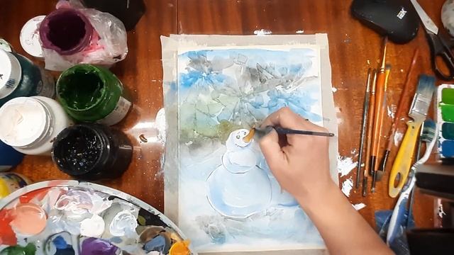 Как легко нарисовать снеговика. Как нарисовать Новогоднюю открытку Как нарисовать Новогоднюю картин смотреть онлайн