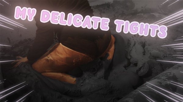 🤎 ДЕВОЧКА В КОЛГОТКАХ ПАЧКАЕТСЯ В ГЛИНЕ Girl Beige Pantyhose n Black Shorts in MUD