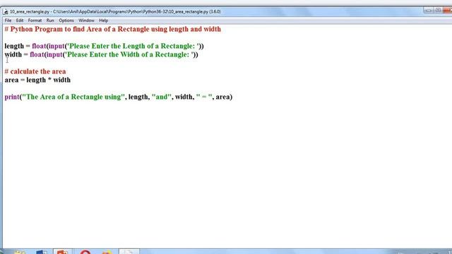 Python Program to find Area of a Rectangle using length and width in Hindi | Python Programming смотреть онлайн